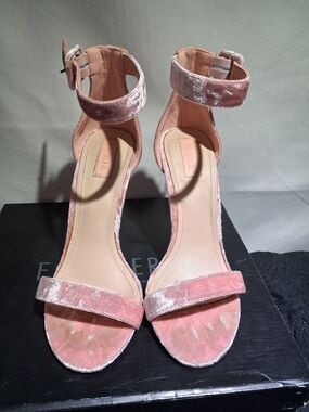 Faux Suede Ankle Strap Sandal - Pink